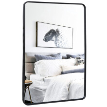 Black Metal Bathroom Mirror Rectangular 24 x 36 Inch