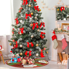 Jupe de sapin de Noël en fausse fourrure rouge 122 cm