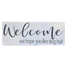 Vintage-Metallschild „Willkommen Hundehaar“, 15 x 40 cm