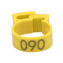 100 Numbered Chicken Leg Bands 20mm Yellow