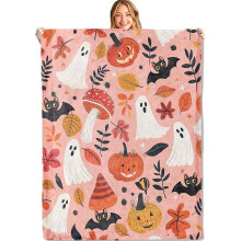 Halloween Skull Pumpkin Throw Blanket Soft Flannel