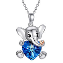 YUEHAO Elephant Love Heart Necklace for Women Pendant