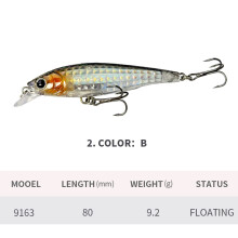 Fishing bait 80mm/9.2g floating minnow laser fishing bass bait Lua bait fake bait 3D minnow