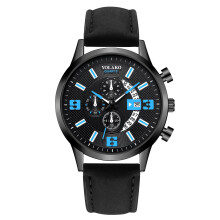 Relógio masculino casual de quartzo com pulseira de couro