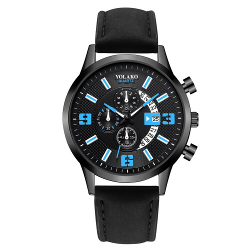 Relógio masculino casual de quartzo com pulseira de couro