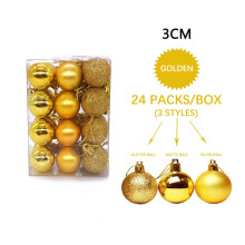 Ornamente de Crăciun cu globuri, 30 mm, rezistente la spargere, set de 24