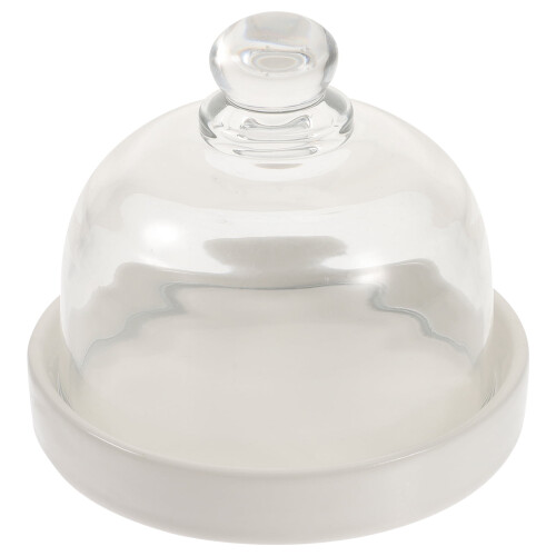 Ceramic cake plate with glass dome 1 piece