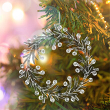 Christmas snowflake ornament acrylic silver glitter with