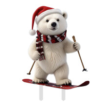 Décoration de jardin ours blanc de Noël à piquer (1 pièce)