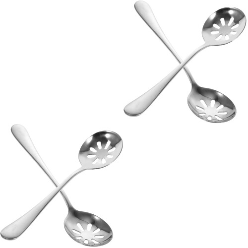 Serveringssked i rostfritt stål, hålslits, 4 st