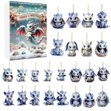 Calendrier de l'Avent de Noël 2024, ensemble de décorations bleues 2D