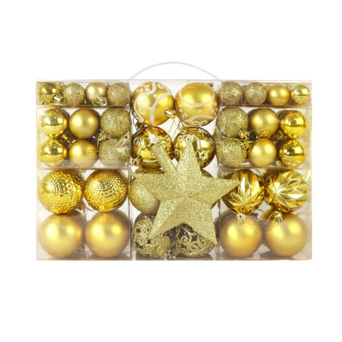 Weihnachtskugel-Set, farbbeständig, bruchsicher, 101-teilig