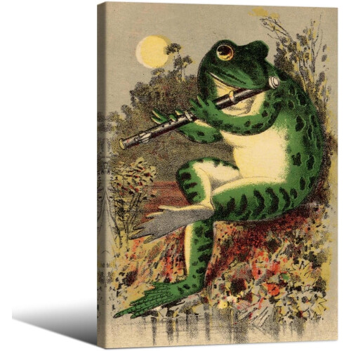 Affiche rétro grenouille sur toile, 30 x 45 cm