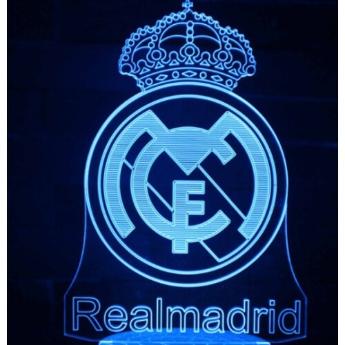 Lampada 3D per bambini del Real Madrid con 16 colori e telecomando.