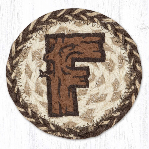 Rustik F Monogram Coaster 12x12 cm