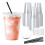 Bicchieri di plastica trasparente con coperchio e cannuccia, 20 pezzi, 500 ml 1