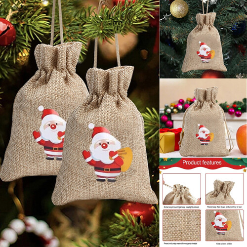 Yakbaofuo linen candy bag printed gift bag10pcs