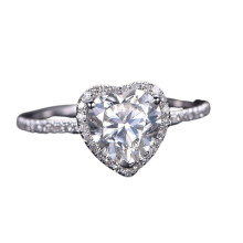 Bague de mariage pour femme en forme de cœur avec strass, plaquée or