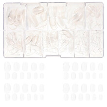 Clear Full Cover Nail Tips Short Oval False Nails Removable