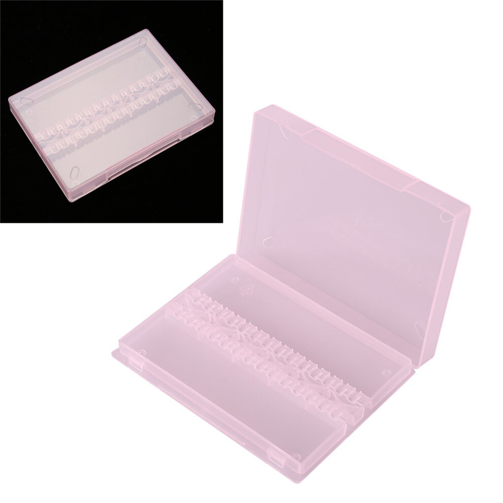 Pink 14-Hole Nail Drill Bit Case Plastic