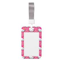 Porta credenciales con cordón de Hello Kitty, vertical, 2.5 x 4 pulgadas.