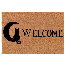 Coco Coir Welcome Doormat with Cat on Moon Design 24 x 16 in