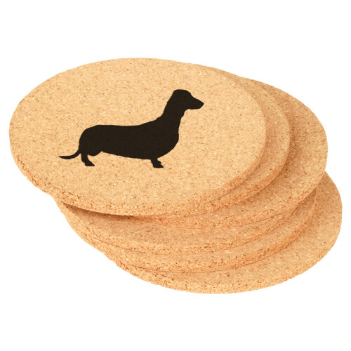 Dachshund Cork Drink Coasters Round Set of6