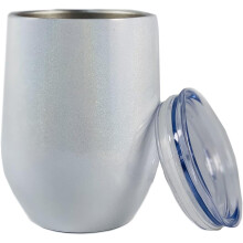Stemless Stainless Steel Wine Tumbler 12 oz White Iridescent