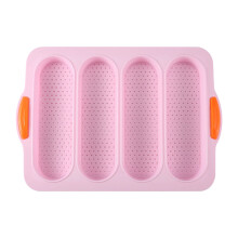 QuLuJing French bread loaf pan with 4 bun molds, non-stick