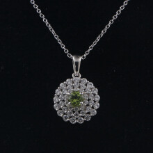 Sterling zilveren peridot halo hanger ketting 0,50 ct