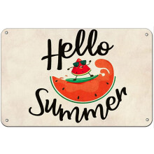 Vintage bádogtábla Hello Summer görögdinnye 30x20 cm