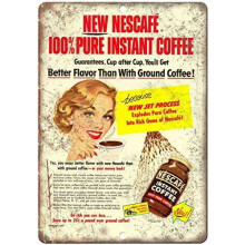 Vintage-Wandschild aus Metall, Instantkaffee, 16 x 12 Zoll