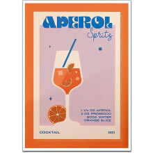 Affiche rétro Aperol Spritz bleu orange rose 30 x 45 cm