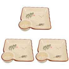 3Pièces Assiettes En Céramique Compartiment Sauce