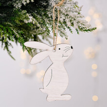 Ornament de Paște cu pandantiv de iepure din lemn, stil nordic