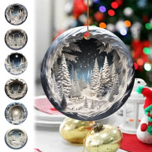 Runder Acryl-Rentier-Weihnachtsschmuck, 3D-Hängedekoration