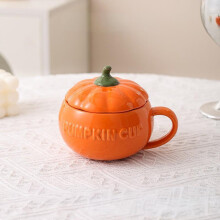 Ceramic pumpkin bowl with lid orange 1 pc
