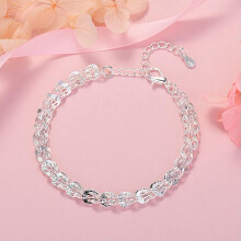 Sterling zilveren bedelarmband voor dames, 22 cm