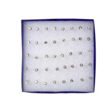 Ronde oorknopjes met strasssteentjes, transparant, 2 mm, 20 paar
