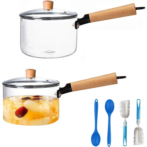 2er-Pack Glas-Kochtopf-Set, hitzebeständig, 1,7 l (60 oz)