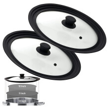 Universal-Topfdeckel aus gehärtetem Glas mit Silikonrand (2er-Pack)