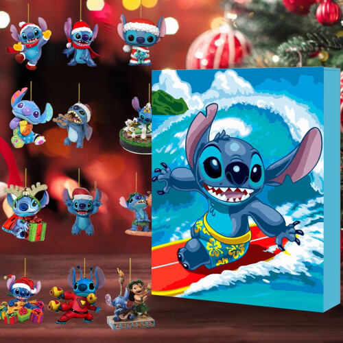 Calendário do Advento de Natal Stitch - 24 dias com brinquedos e 1