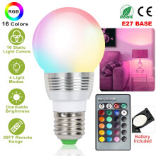 Ampoule LED E27RGB 3W 16 couleurs dimmable avec télécommande infrarouge
