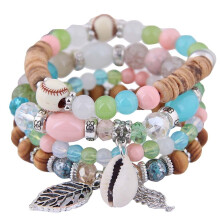 Böhmisches Kaurimuschel-Blattarmband-Set (4-teilig)