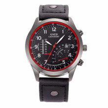 Waterdicht quartzhorloge van leer in militaire stijl voor heren
