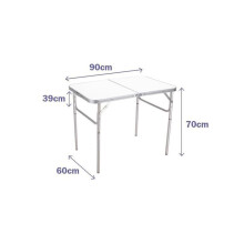 Klappbarer Tisch - MARBUENO - 90 x 70 x 60 cm - Aluminium - Weiß - Klappbar