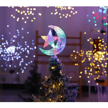 Décoration lumineuse étoile et lune pour sapin de Noël avec lumières LED