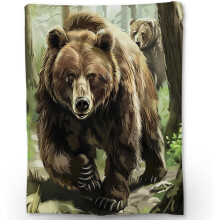Couverture en flanelle douce à motif ours de dessin animé, 127 x 152 cm