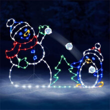 Moldura de luzes de Natal com sinal de neve animado para exterior