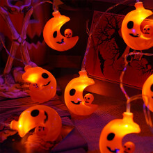 Luzes de Halloween em formato de abóbora, laranja, à prova d'água, 3 metros (10 pés)